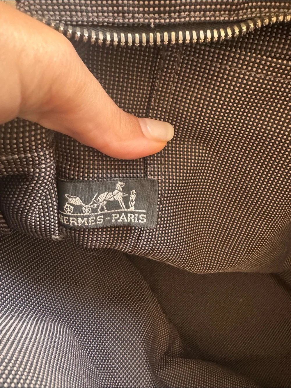 Vintage Hermes Grey Canvas Laptop Tote with Dark Grey Straps